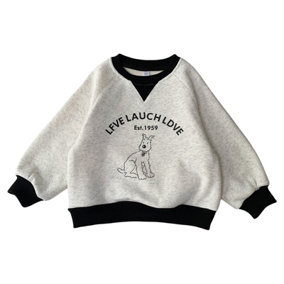 中小童秋冬加绒卫衣洋气百搭上衣