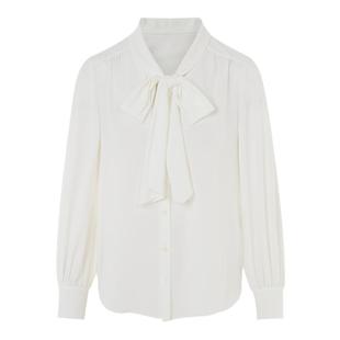 朗姿白色内搭灯笼袖衬衫通勤风春季新款小衫法式上衣女衬衣高级感