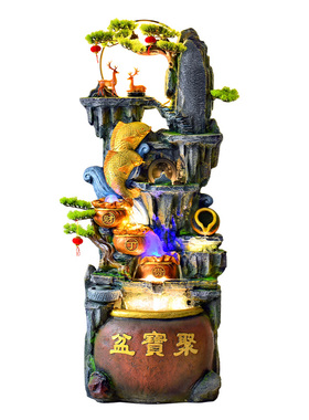 风水轮流水生财摆件大型假山喷泉