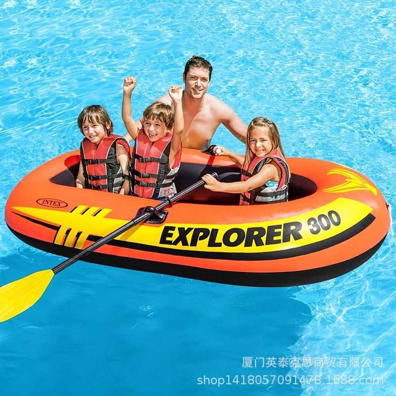 INTEX58332探险者三人充气皮划艇船筏钓鱼充气船PVC充气