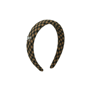 韩系可爱格纹蝴蝶结高颅顶发箍女2025新款日常外戴不勒头发卡头箍