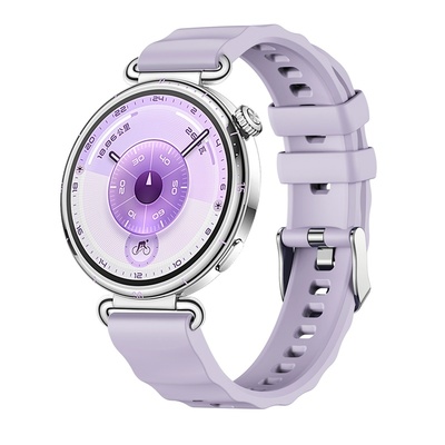 适用华为GT6表带硅胶按压式女款流光紫Watch5专用gt5pro手表替换42MM女士GT5高级感gt4秋冬天智能官方配件