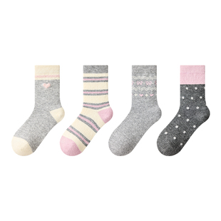 派米30%羊毛袜子女秋冬中筒袜2026新款灰色miu系波点冬天加厚保暖