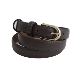 小物商店 极简约百搭窄长D形金色扣女士二层皮牛皮带 包邮