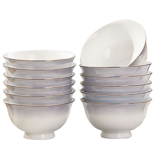 优尊陶瓷碗家用米饭碗碟套装2026新款骨瓷金边碗筷餐具轻奢碗盘子