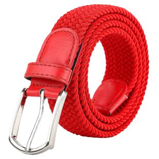 加长版编织皮带男士休闲裤腰带红色本命年百搭女裤带弹力舒适透气