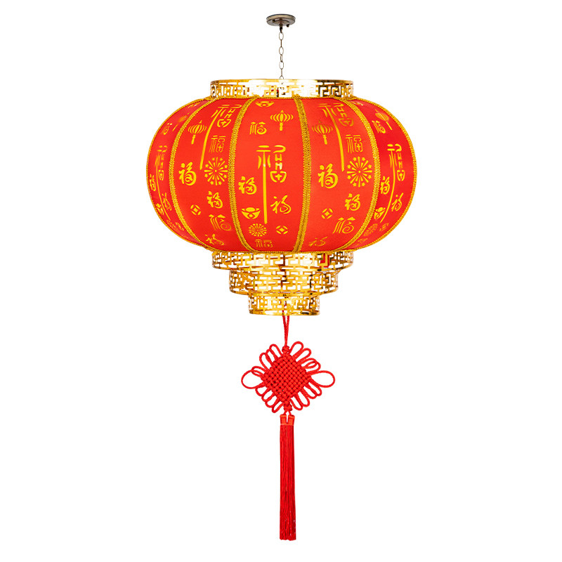 2026新款大红灯笼大门口一对农村别墅春节新年福字旋转走马灯挂饰