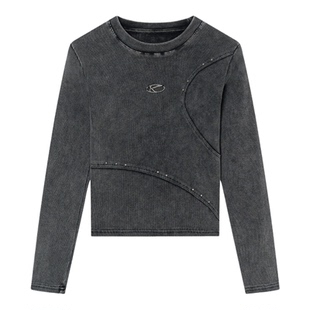 Jamor加墨时尚复古结构性T恤打底衫上衣修身辣妹2025秋冬新款