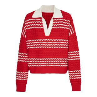 【商场同款】HPLY荷比俪春秋新款女POLO领休闲波浪毛衣针织衫