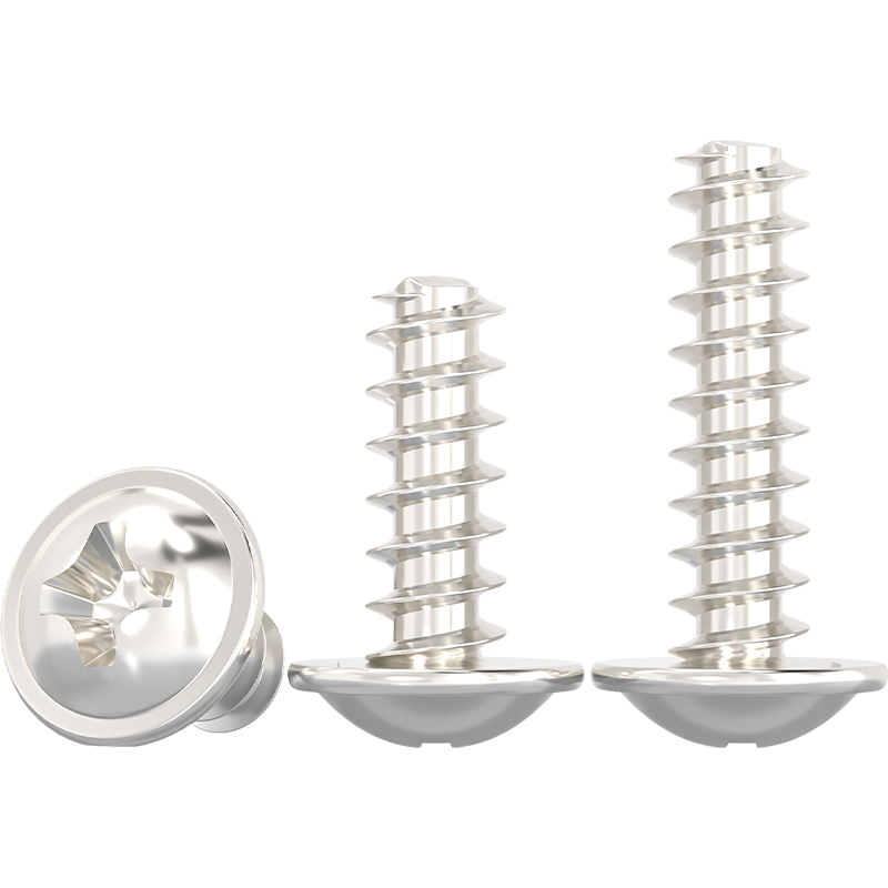 PWB镀镍圆头十字带垫平尾自攻螺丝钉盘头M1.4M2M2.3M2.6M3M3.5M4