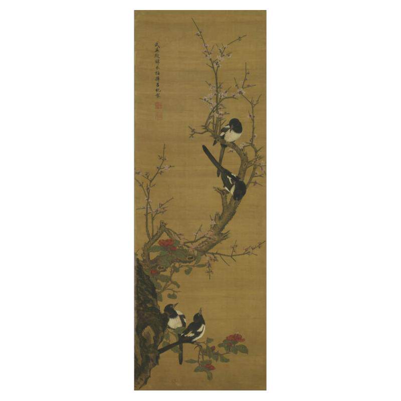 明院画吕纪先春四喜图工笔花鸟国画山茶梅花图微喷复制学习画稿