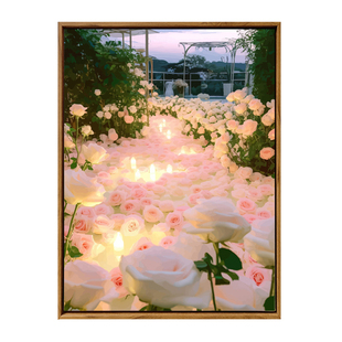 粉色花海 月季玫瑰diy数字油画填充高级感艺术手工涂色丙烯装饰画