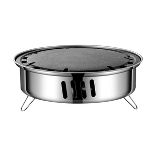 户外一次性烧烤炉便携式碳烤炉露营室内无烟果木炭圆形烤架不锈钢