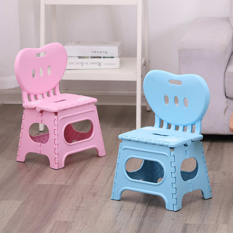 瀛欣儿童小凳子折叠矮凳便携式家用靠背椅圆塑料板凳户外轻便马扎