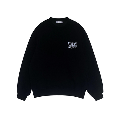 420g重磅黑色字母刺绣圆领套头长袖卫衣男生2025新款秋季宽松外套