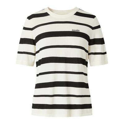 IMM尹默2025年秋气质经典黑白宽窄撞色条纹圆领针织衫上衣女