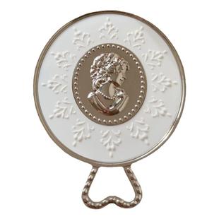 高颜值浮雕化妆镜便携手持化妆镜简约小镜子随身镜补妆镜金属迷你