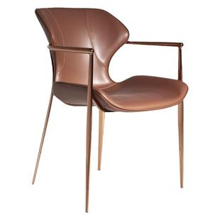 小户型靠背扶手设计师餐厅酒店椅家用马鞍皮极简现代简约轻奢餐椅