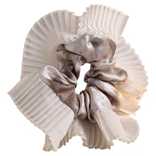 银缎褶皱梦-韩系超仙风琴边大肠发圈优雅缎面褶皱发饰扎发头饰女