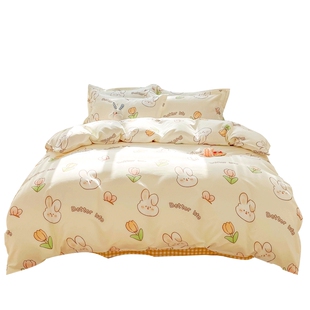 床单四件套磨毛床品非纯棉全棉被套学生宿舍床上三件套夏季2025女