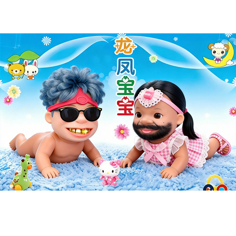 恶搞定制龙凤宝宝贴画结婚小孩贴画宿舍房间墙面搞笑抽象装饰壁画