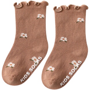 女宝宝袜子纯棉a类无骨女童防滑不勒腿婴儿秋冬地板袜儿童中筒袜