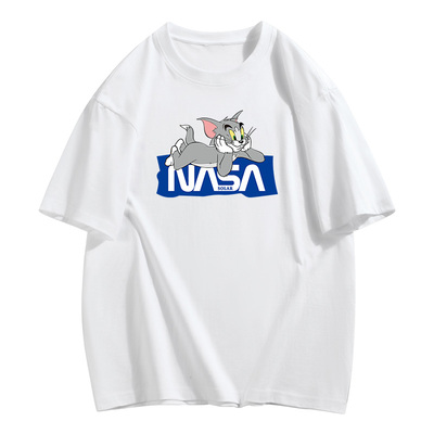 NASA联名款卡通印花宽松纯棉短袖