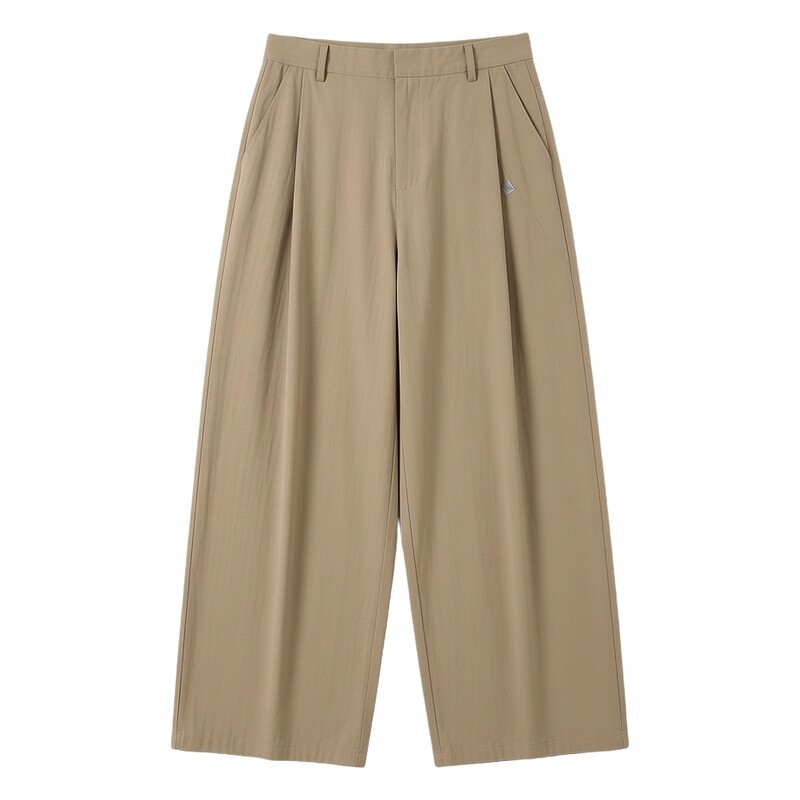 男士卡其色纯棉休闲裤男款2026新款春季裤子大码男裤美式弯刀裤潮