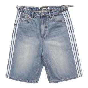 badblood美式复古水洗做旧牛仔短裤休闲宽松修身显瘦慵懒阔腿中裤