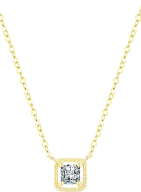 摩典925银轻奢方糖吊坠锁骨链女