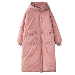 2024冬季粉色中长款羽绒服复古纯色防寒长款加厚95白鹅绒保暖外套