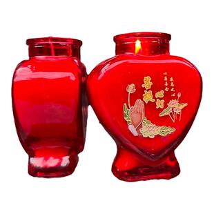 礼佛供灯36小时环保酥油蜡烛玻璃菩提爱心灯家里寺庙日常感恩善念