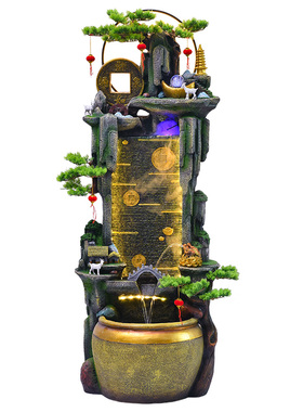 客厅办公室落地假山流水鱼缸摆件