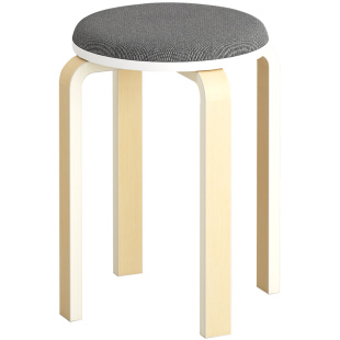 实木凳子家用免安装时尚简约布艺小圆凳客厅吃饭板凳成人椅子独凳