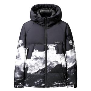 鸭鸭工装羽绒服男2024冬季新品雪山款短款连帽加厚外套百搭上衣J