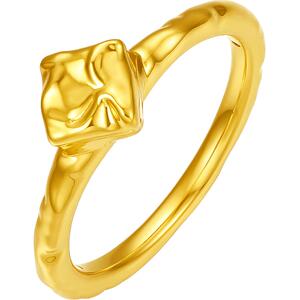 周六福黄金戒指女款计价5D硬金素金足金小方糖女戒指环七夕礼物