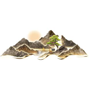 2026年新款流水生财客厅装饰画沙发背景墙挂画轻奢大气山水壁灯画
