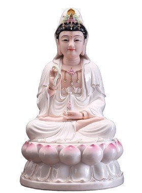 德化瓷陶瓷白瓷观音佛像观世音菩萨居家用供奉客厅玄关装饰品摆件