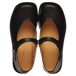 【AGD】6CRAYON 男女同款头层牛皮经典黑色玛丽珍平底鞋