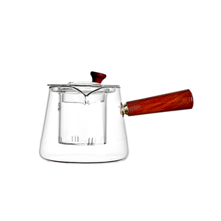 侧把茶壶玻璃煮茶器电陶炉耐高温泡茶壶木把单壶过滤功夫茶具套装