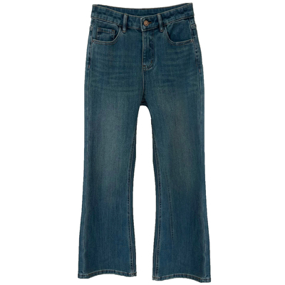 四面弹高腰显瘦微喇牛仔裤女秋冬