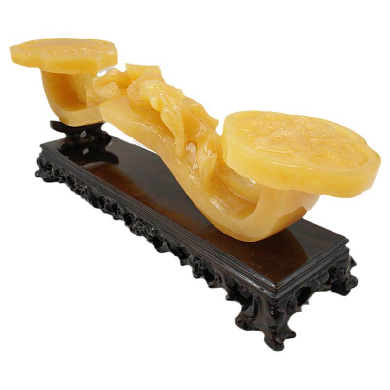 天然黄玉如意摆件居家客厅办公室玄关装饰品商务高档礼品乔迁新居