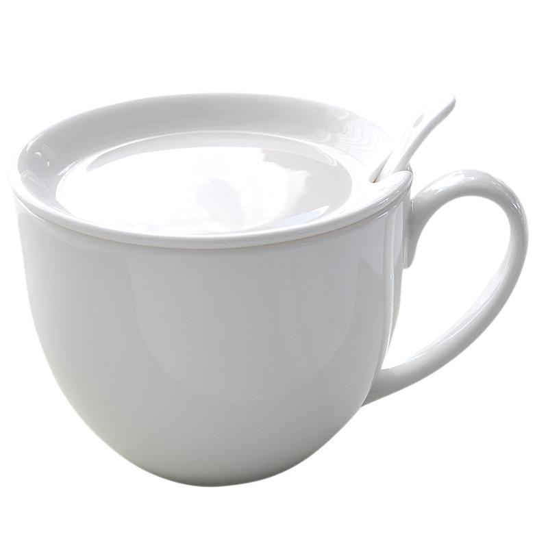 骨瓷早餐杯带盖可加热泡面杯陶瓷