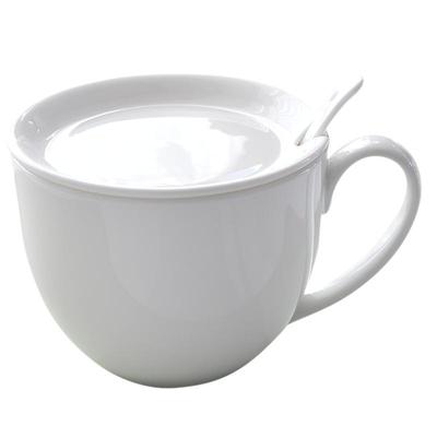 骨瓷早餐杯带盖可加热泡面杯陶瓷