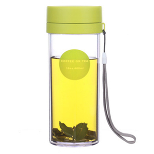 简约双层隔热防烫塑料水杯带过滤器泡茶杯子茶水分离便携户外旅游