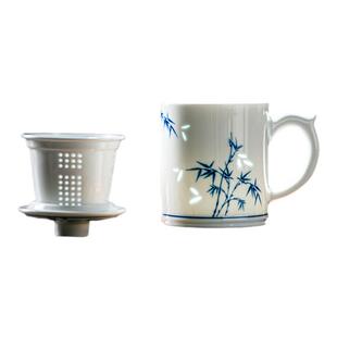 富玉陶瓷景德镇茶杯个人专用高档精致家用办公高端茶水分离玲珑杯