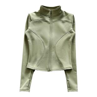 加绒加厚瑜伽服女秋冬2026新款修身立领运动外套长袖拉链保暖上衣