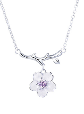 锆石花朵甜美风学生礼物锁骨链
