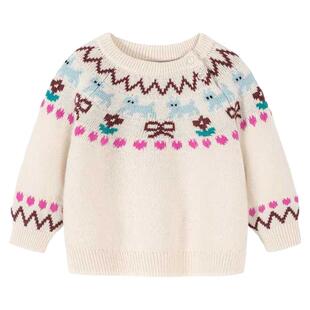 【费尔岛毛衣】迷你巴拉男女童红色上衣冬新年亲子毛衫艺术家联名