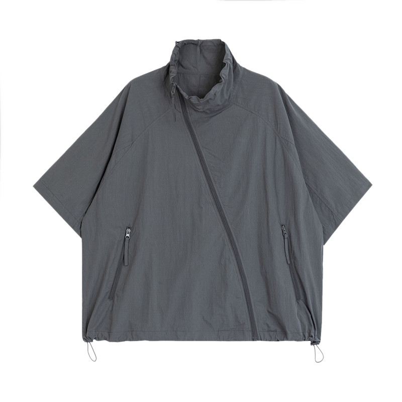 户外机能风薄款斜拉链工装马甲男